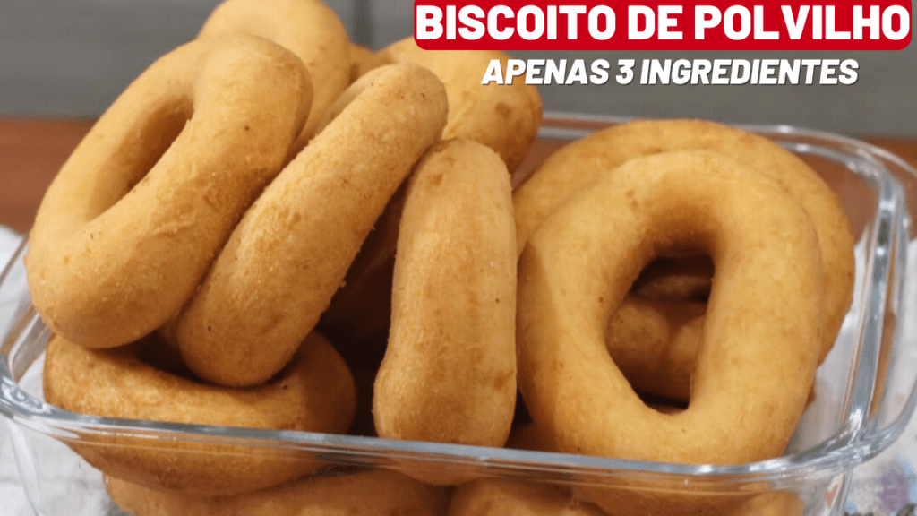 Biscoito de Polvilho Doce perfeito: Leva 3 Ingredientes 1 Receita fácil de biscoito frito com polvilho doce, crocante por fora e sequinho por dentro