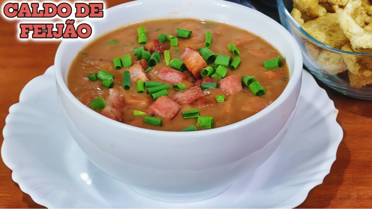 CALDO DE FEIJÃO CASEIRO COM BACON, CALABRESA . RECEITA FÁCIL