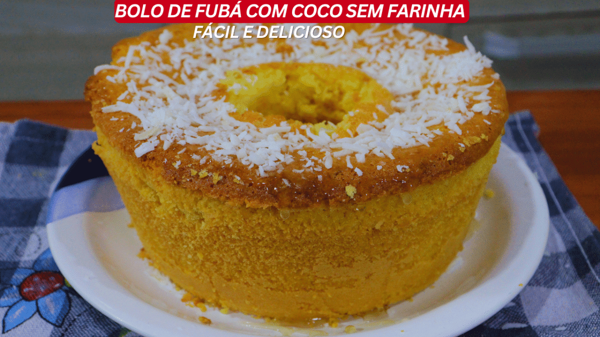 Receita Fácil: Bolo de Fubá com Coco sem Farinha.