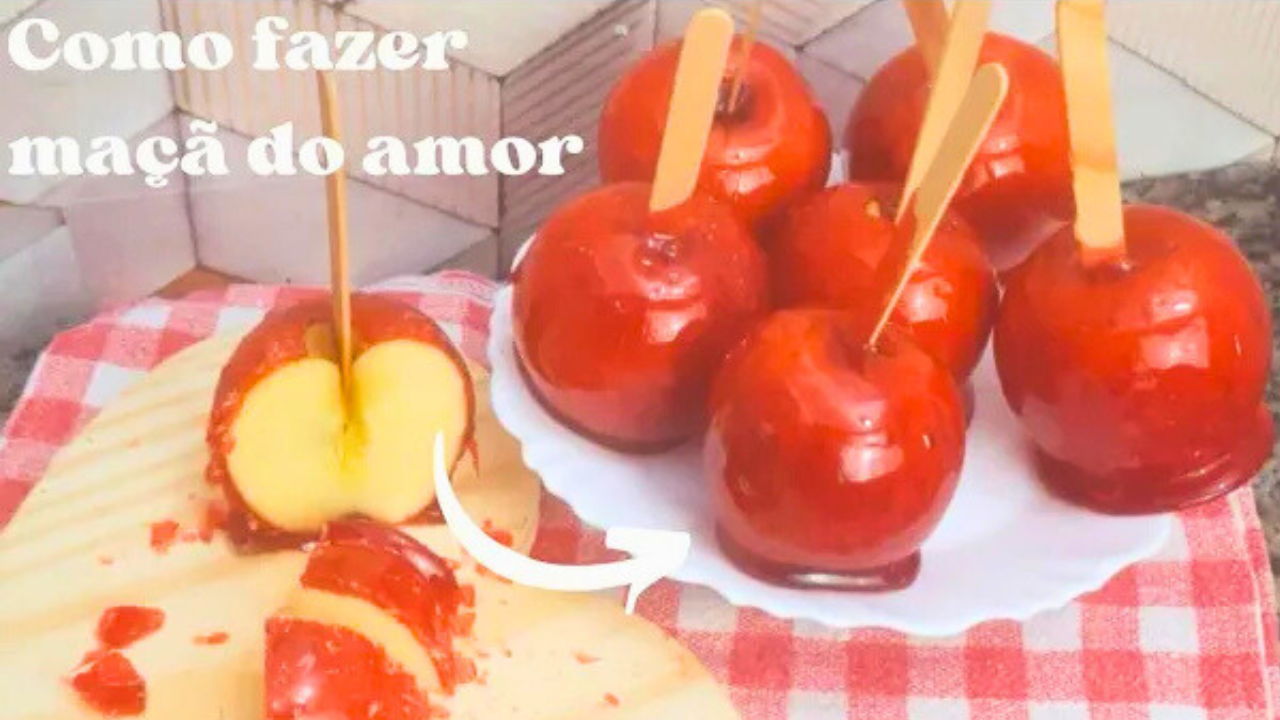 Maçã do Amor Crocante e Brilhante – Receita Fácil para Festas e Vendas!